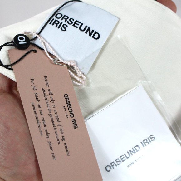 Orseund Iris Cha Cha Ivory Red Stripe Pleated Poplin Tie Front Bra Top NEW L - Picture 7 of 9